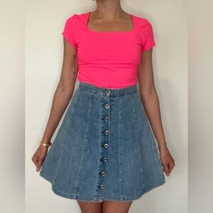 Vintage Denim A-Line Button-Front Skirt Size small (2-4)
